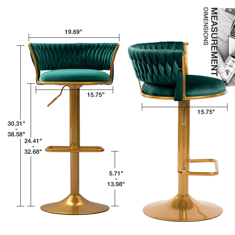 Mercer41 Rucsandra Renea Unfinished Swivel Adjustable Height Stool